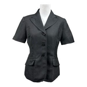 Le Suit Petite Black Short Sleeve Button Blazer Sz 4